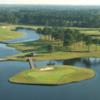 Aerial view of an island green at Man O' War Golf Course